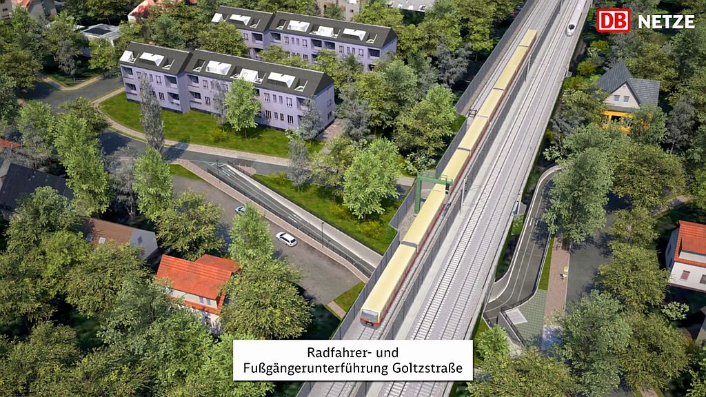 Lichtenrade Bahnhofstraße Schienen unter Straße, oder